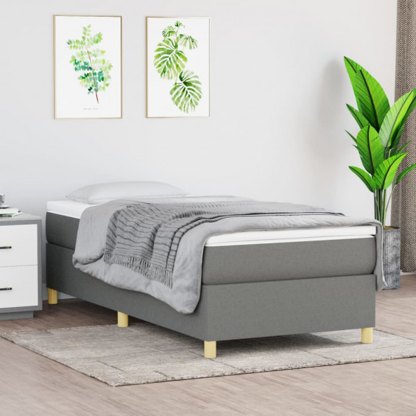Estructura de cama box spring tela gris oscuro 80x200 cm D