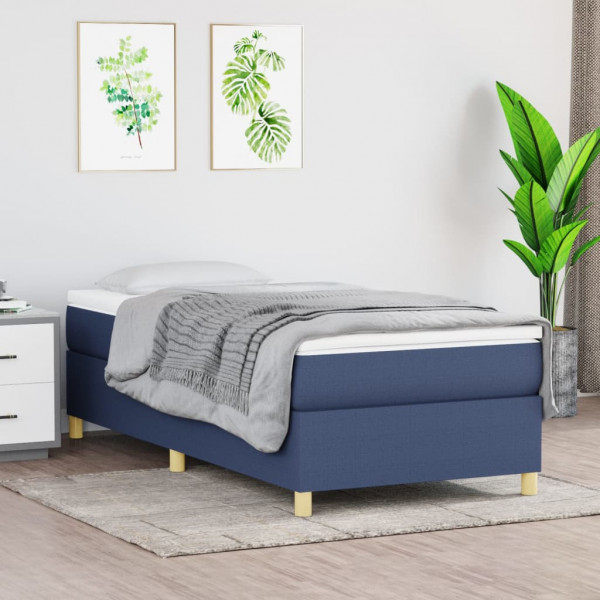 Estructura de cama box spring tela azul 80x200 cm D