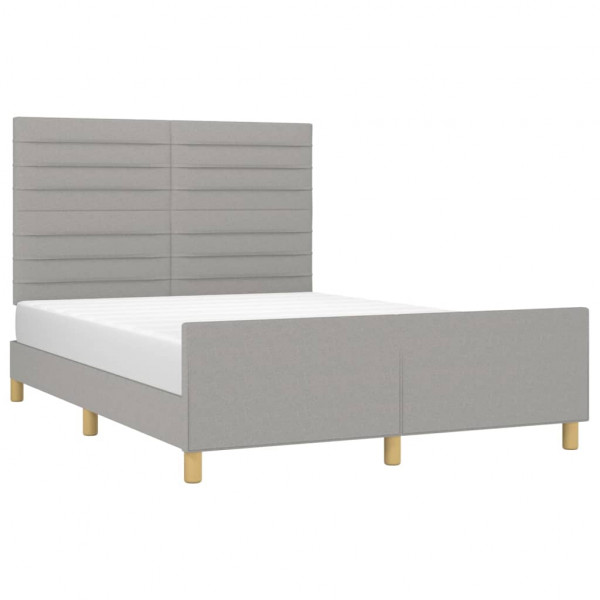 Estructura de cama con cabecero de tela gris claro 140x190 cm M 3
