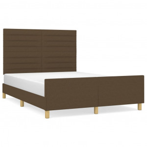 Estrutura de cama sem colchão 140x190 cm tecido castanho-escuro H