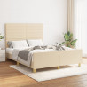 Estructura de cama con cabecero de tela color crema 140x190 cm 1