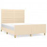 Estrutura de cama sem colchão 140x190 cm tecido cor creme 2