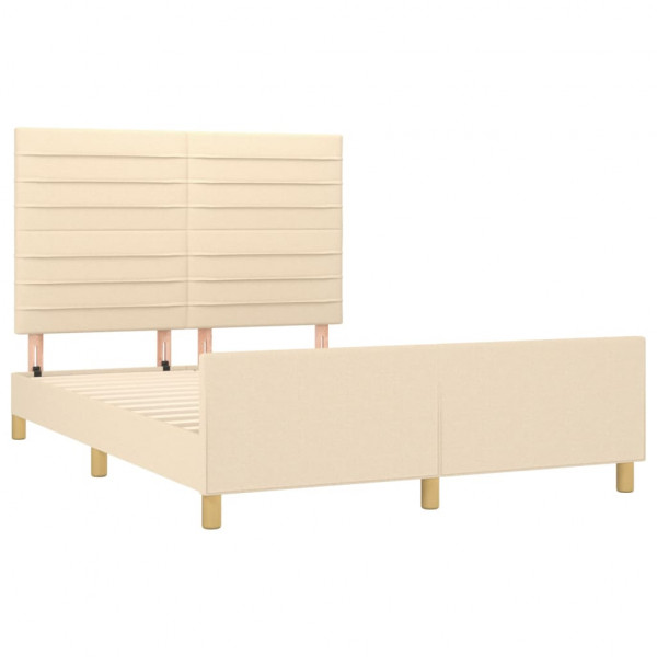 Estrutura de cama sem colchão 140x190 cm tecido cor creme M 4