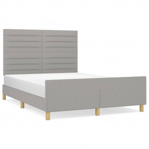Estrutura de cama sem colchão 140x200 cm tecido cinzento-claro H