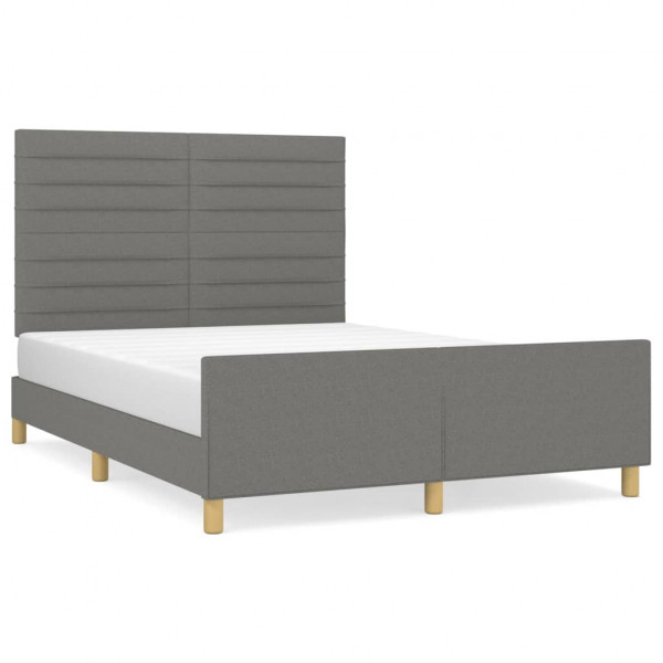 Estrutura de cama sem colchão 140x200 cm tecido cinzento-escuro M 2