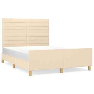 Estrutura de cama sem colchão 140x200 cm tecido cor creme H