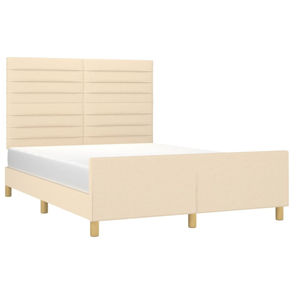 Estructura de cama con cabecero de tela color crema 140x200 cm M 3