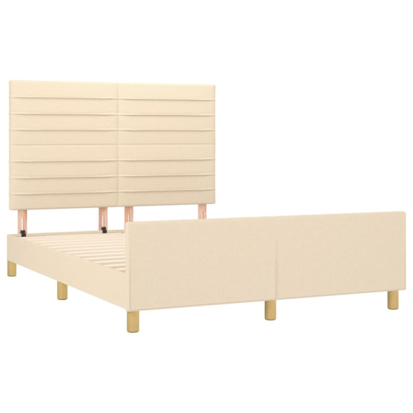Estrutura de cama sem colchão 140x200 cm tecido cor creme M 4