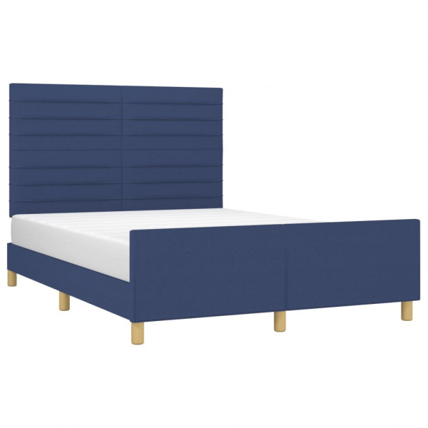 Estructura de cama con cabecero tela gris taupe azul 140x200 cm M 3
