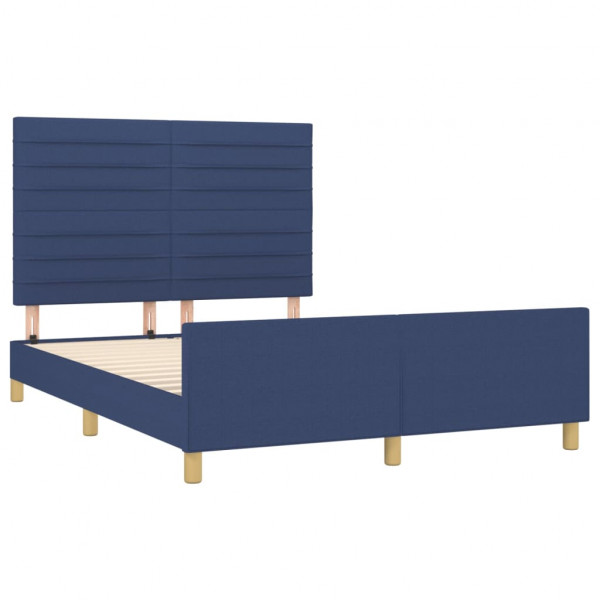 Estrutura de cama sem colchão 140x200 cm tecido azul M 4