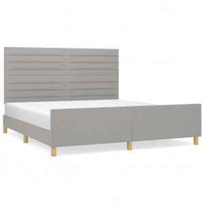 Estrutura de cama sem colchão 160x200 cm tecido cinzento-claro H