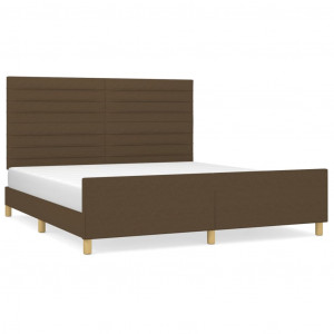 Estrutura de cama sem colchão 160x200 cm tecido castanho-escuro H