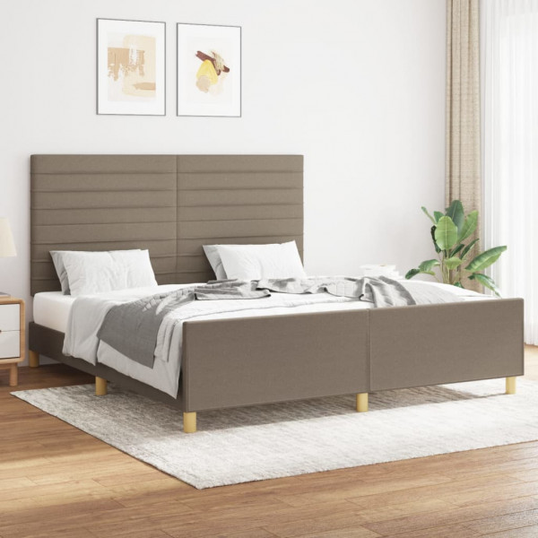 Estructura de cama con cabecero de tela gris taupe 160x200 cm D