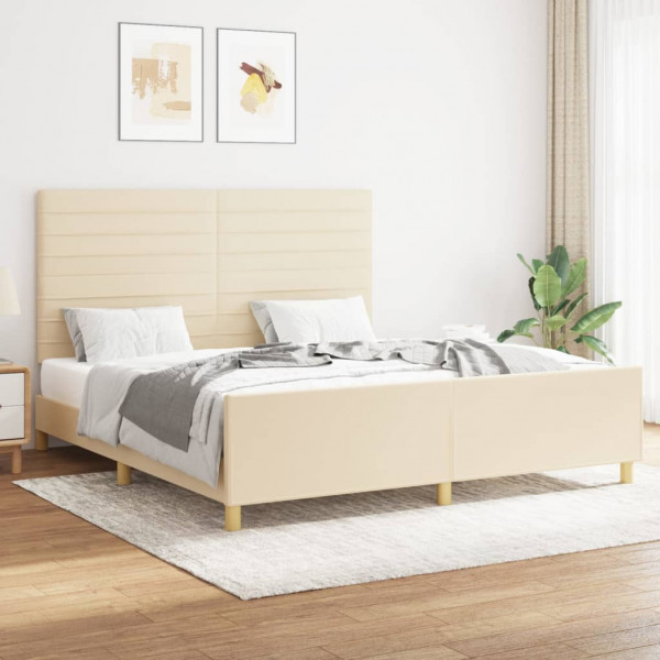 Estructura de cama con cabecero de tela color crema 160x200 cm D