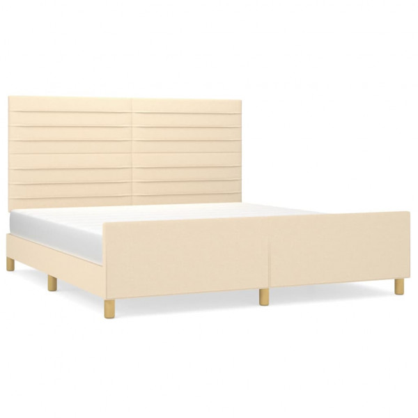 Estructura de cama con cabecero de tela color crema 160x200 cm M 2