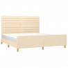 Estrutura de cama sem colchão 160x200 cm tecido cor creme 3