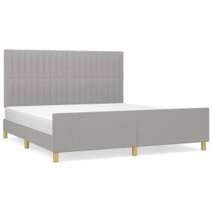 Estrutura de cama sem colchão 160x200 cm tecido cinzento-claro H