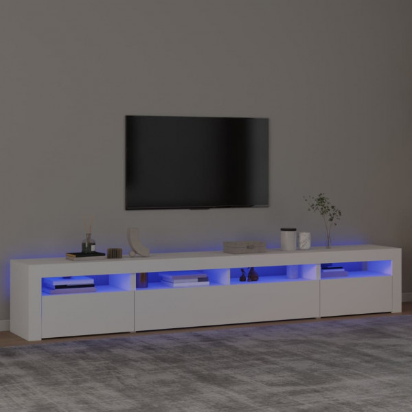 Mueble de TV con luces LED blanco 240x35x40 cm D