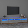 Mueble de TV con luces LED gris hormigón 240x35x40 cm 1