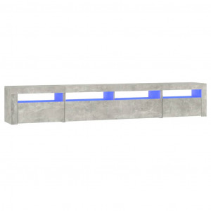 Mueble de TV con luces LED gris hormigón 240x35x40 cm H