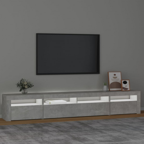 Mueble de TV con luces LED gris hormigón 240x35x40 cm M 3