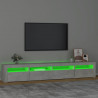 Mueble de TV con luces LED gris hormigón 240x35x40 cm 4