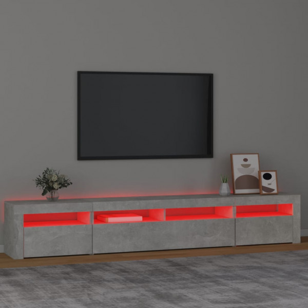 Mueble de TV con luces LED gris hormigón 240x35x40 cm M 5