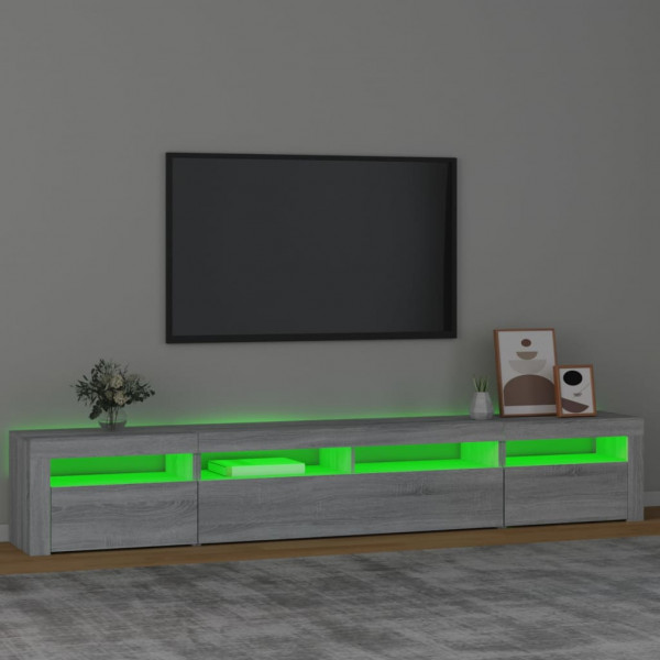 Móvel de TV com luzes LED 240x35x40 cm sonoma cinza M 4
