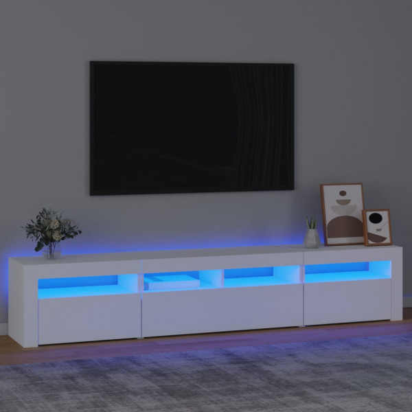 Mueble de TV con luces LED blanco 210x35x40 cm D