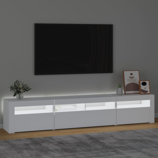 Móvel de TV com luzes LED 210x35x40 cm branco M 3