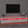 Mueble de TV con luces LED blanco 210x35x40 cm 5
