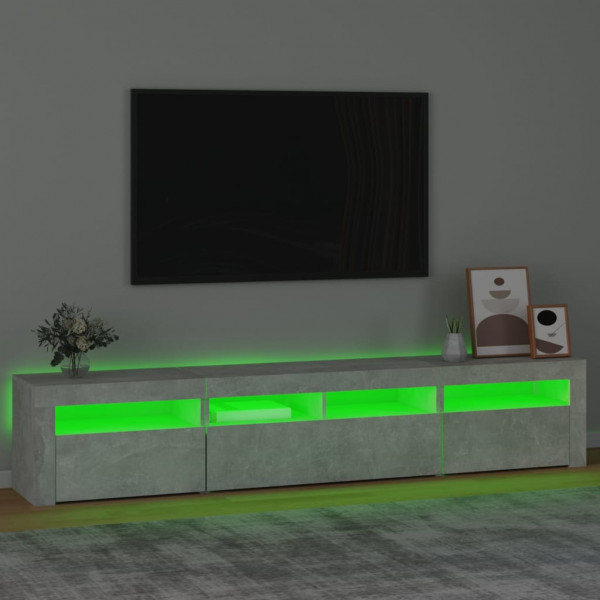 Mueble de TV con luces LED gris hormigón 210x35x40 cm M 4