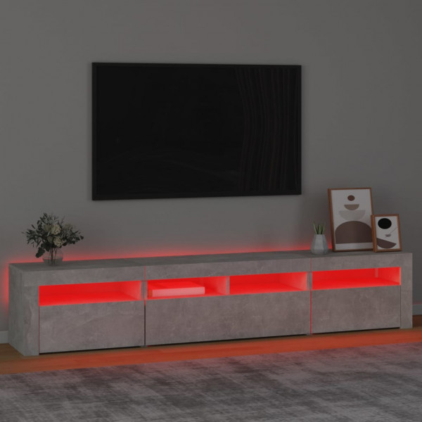 Mueble de TV con luces LED gris hormigón 210x35x40 cm M 5