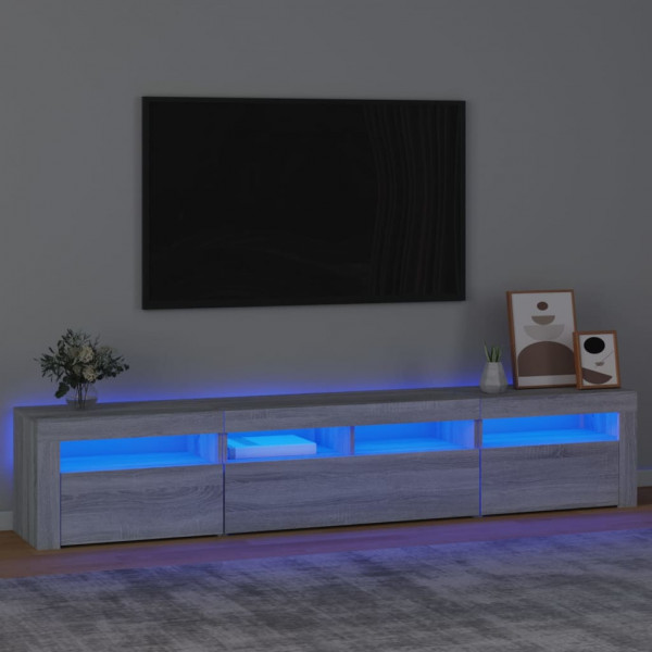 Mueble de TV con luces LED gris Sonoma 210x35x40 cm D