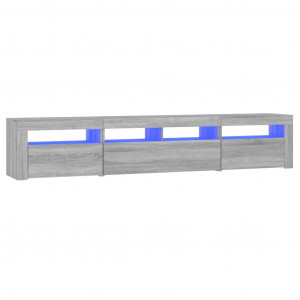Mueble de TV con luces LED gris Sonoma 210x35x40 cm H