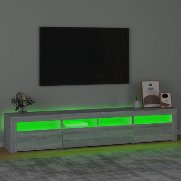 Mueble de TV con luces LED gris Sonoma 210x35x40 cm M 4
