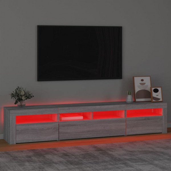Móvel de TV com luzes LED 210x35x40 cm sonoma cinza M 5