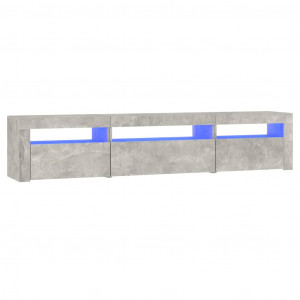 Mueble de TV con luces LED gris hormigón 195x35x40 cm H