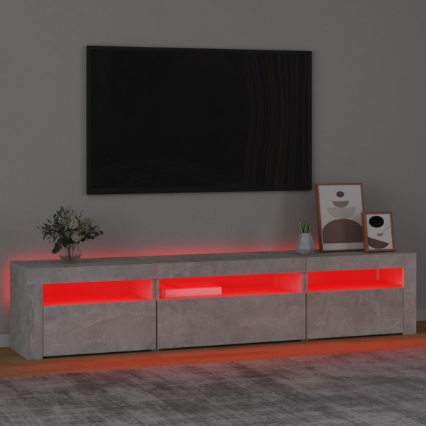 Mueble de TV con luces LED gris hormigón 195x35x40 cm M 5