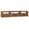 Mueble de TV con luces LED roble ahumado 195x35x40 cm 2