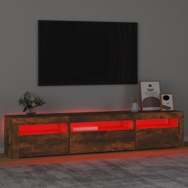 Mueble de TV con luces LED roble ahumado 195x35x40 cm M 5