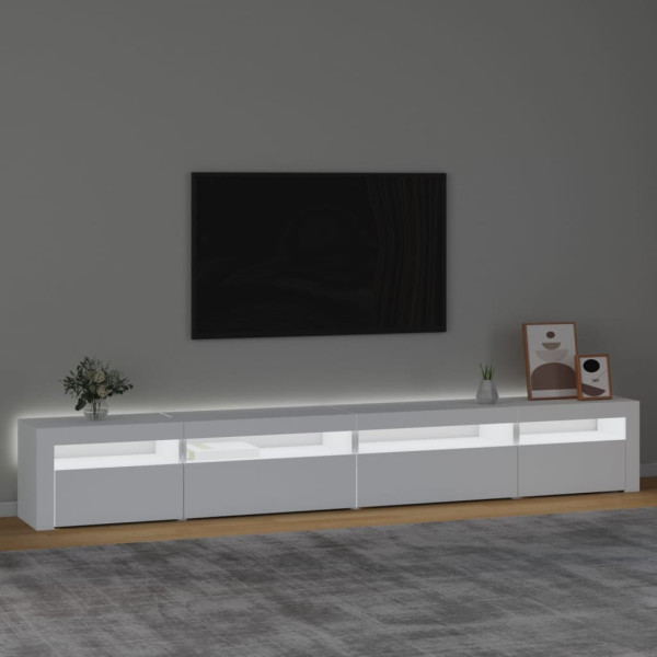 Mueble de TV con luces LED blanco 270x35x40 cm M 3