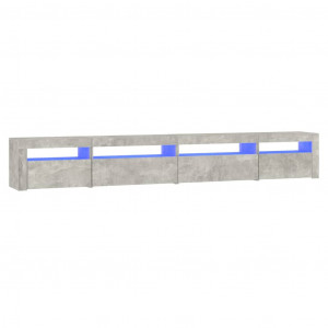 Mueble de TV con luces LED gris hormigón 270x35x40 cm H
