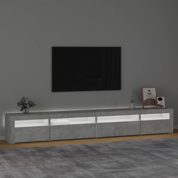 Mueble de TV con luces LED gris hormigón 270x35x40 cm M 3
