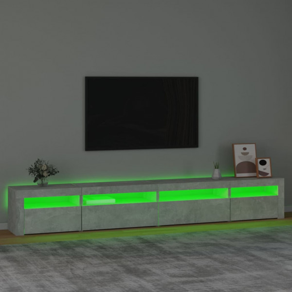 Mueble de TV con luces LED gris hormigón 270x35x40 cm M 4