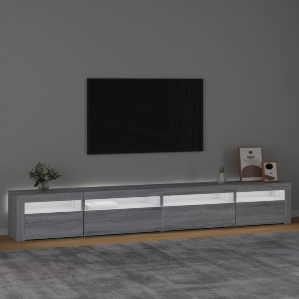 Mueble de TV con luces LED gris sonoma 270x35x40 cm M 3