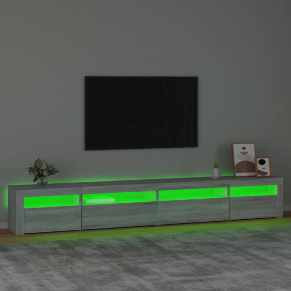 Mueble de TV con luces LED gris sonoma 270x35x40 cm M 4