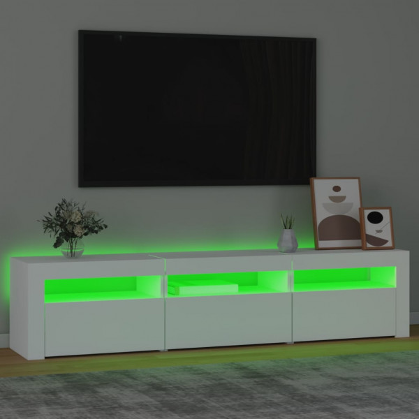 Mueble de TV con luces LED blanco 180x35x40 cm M 4