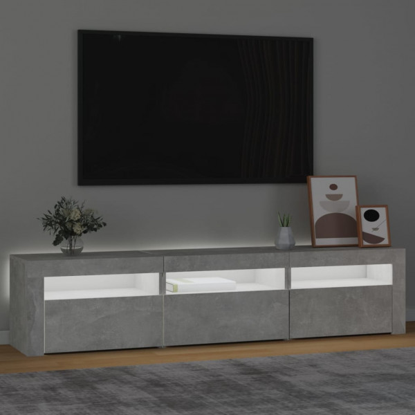 Mueble de TV con luces LED gris hormigón 180x35x40 cm M 3