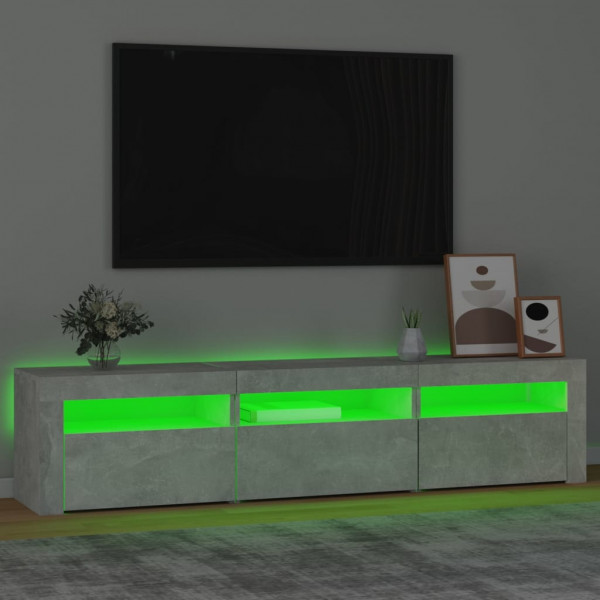 Mueble de TV con luces LED gris hormigón 180x35x40 cm M 4